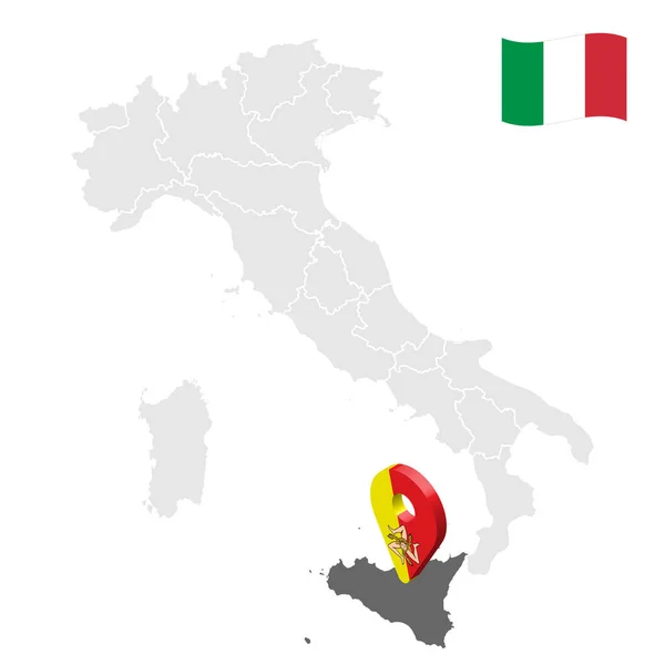 Ubicación Sicilia Mapa Italia Sicilia Signo Ubicación Mapa Calidad Con — Vector de stock