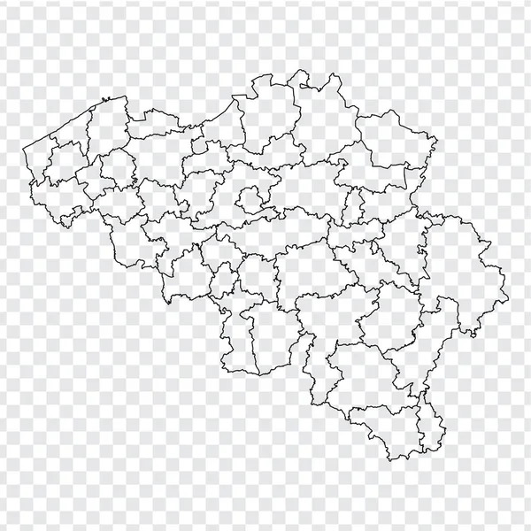 Mapa Blanco Bélgica Barrios Bélgica Mapa Alto Mapa Vectorial Detallado — Vector de stock