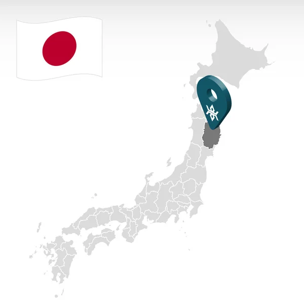 Lokalizacja Prefektury Iwate Mapie Japonia Iwate Oznaczenie Lokalizacji Mapa Jakości — Wektor stockowy