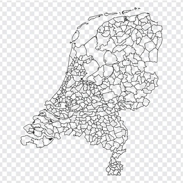 Mapa Branco Holanda Distritos Holanda Mapa Mapa Vetorial Detalhado Reino — Vetor de Stock