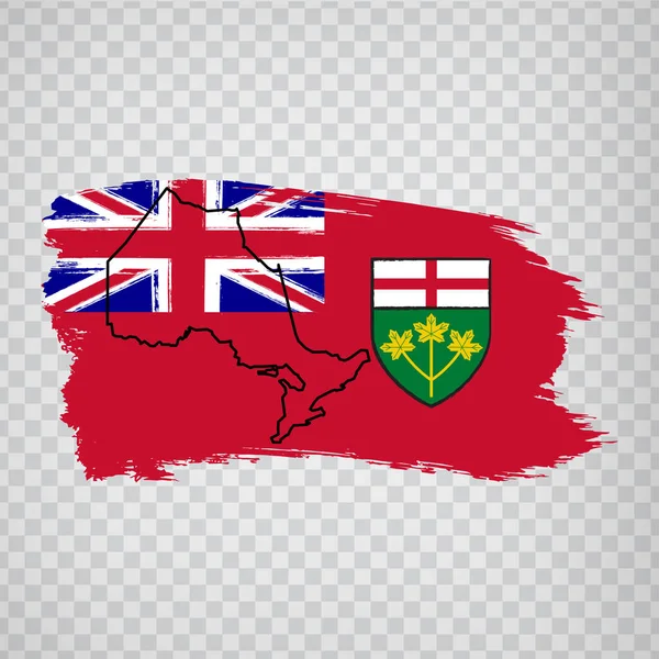 来自笔划的安大略国旗 安大略空白地图 加拿大 高质量的安大略地图和透明背景的旗帜 种群向量 Eps10 — 图库矢量图片