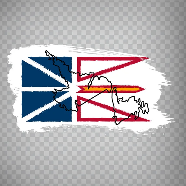 Bandeira Terra Nova Labrador Pinceladas Mapa Branco Terra Nova Labrador — Vetor de Stock