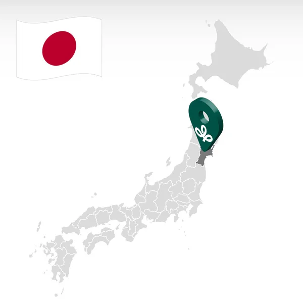 Elhelyezkedése Prefektúra Miyagi Térképen Japán Miyagi Helymeghatározó Jel Quality Map — Stock Vector