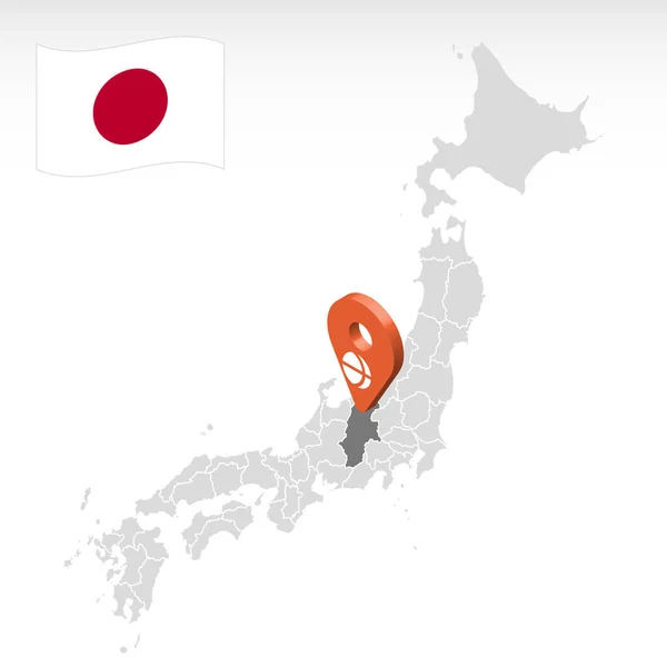 Elhelyezkedése Prefektúra Nagano Térképen Japán Nagano Helymeghatározó Jel Quality Map — Stock Vector