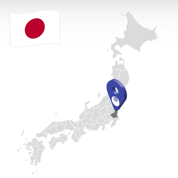 Elhelyezkedése Prefektúra Ibaraki Térképen Japán Ibaraki Helymeghatározó Jel Quality Map — Stock Vector