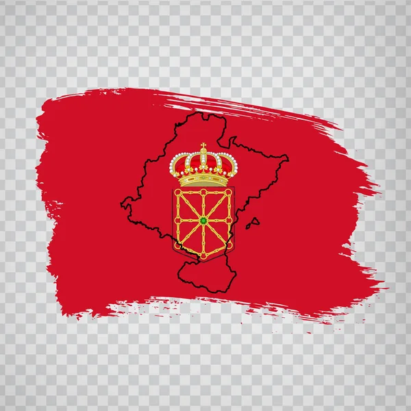 Bandera Navarra Pinceladas Mapa Blanco Navarra Reino España Mapa Alta — Vector de stock