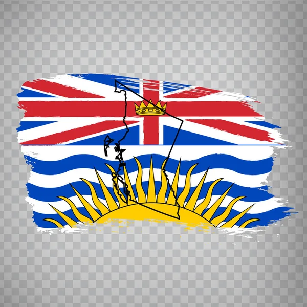 不列颠哥伦比亚省的国旗来自笔刷 不列颠哥伦比亚省空白地图 加拿大 不列颠哥伦比亚省高质量的地图和透明背景的旗帜 种群向量 Eps10 — 图库矢量图片