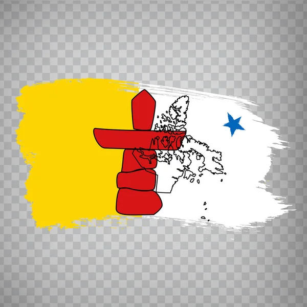 Flagge Von Nunavut Aus Pinselstrichen Leere Landkarte Von Nunavut Kanada — Stockvektor