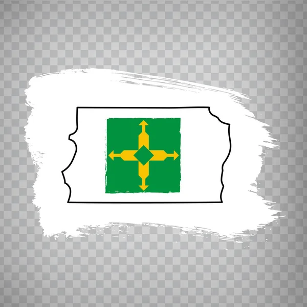 Bandiera Del Distretto Federale Dalle Pennellate Mappa Vuota Del Distretto — Vettoriale Stock