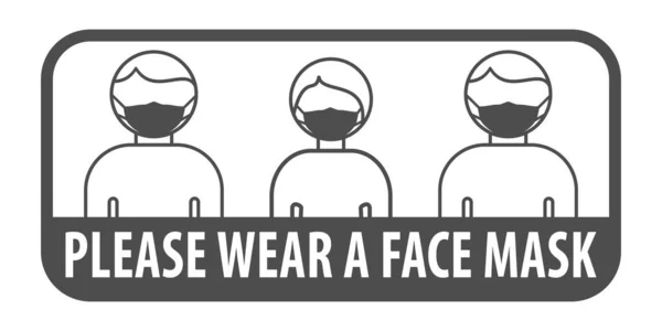 Lütfen Yüz Maskesi Takın Yüzlerinde Gri Maske Olan Siluet Insan — Stok Vektör