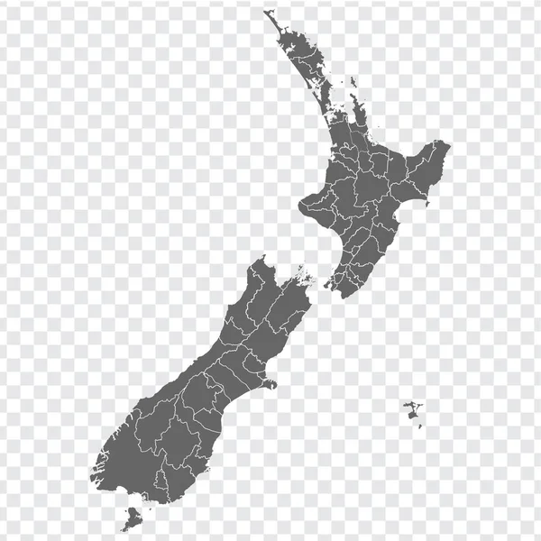 Blank Map New Zealand Districts New Zealand Map High Detailed — Stock Vector