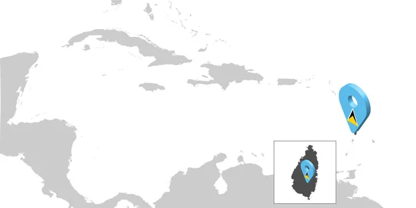 Mapa Ubicación Santa Lucía Mapa América Central Santa Lucía Bandera — Vector de stock