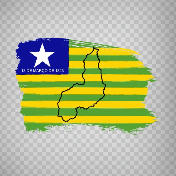 Flagge Von Piaui Aus Pinselstrichen Leere Landkarte Von Piaui Bundesrepublik — Stockvektor