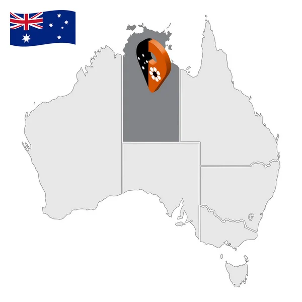 Norra Territoriets Läge Kartan Australien Norra Territoriet Flagga Karta Markör — Stock vektor