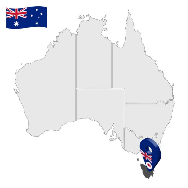 Placering Tasmanien Kartan Australien Australiska Tasmanien Flagga Karta Markör Plats — Stock vektor