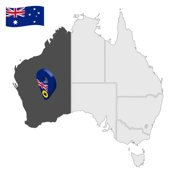 Västra Australiens Läge Kartan Australien Western Australia Flaggkarta Markör Plats — Stock vektor