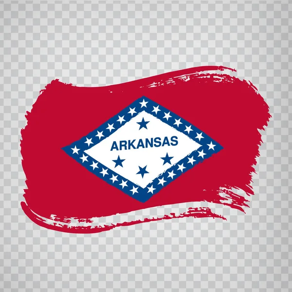 Bandeira Arkansas Pinceladas Estados Unidos América Bandeira Arkansas Fundo Transparente — Vetor de Stock