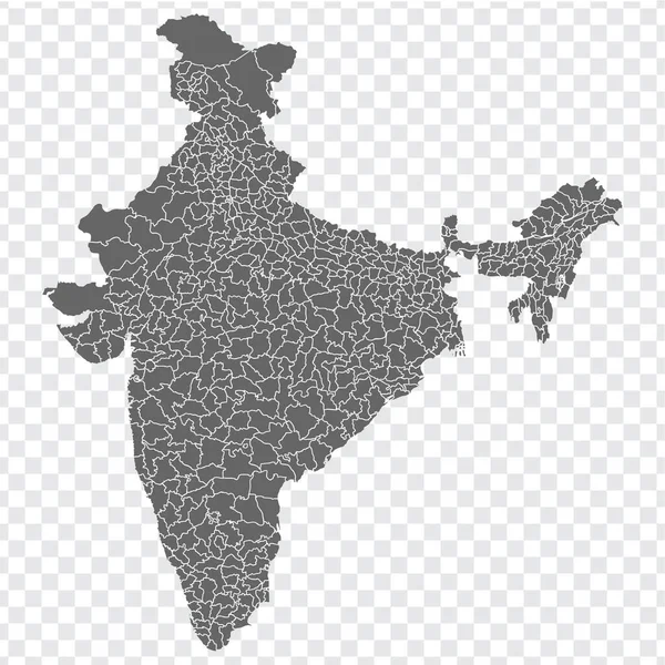 Blanco Kaart India Hoogwaardige Kaart Van India Met Provincies Regio — Stockvector