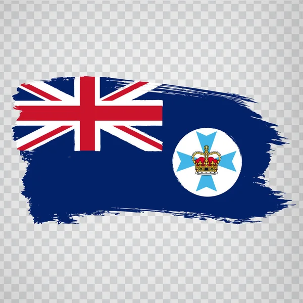 Flagge Von Queensland Pinselstriche Flagstate Queensland Auf Transparentem Hintergrund Für — Stockvektor