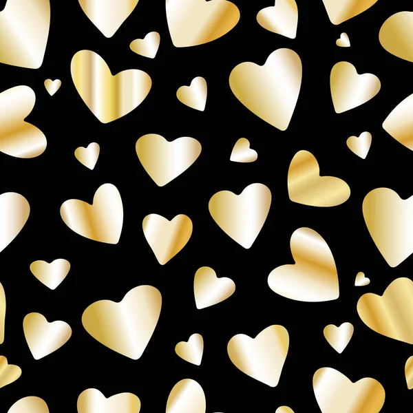 Golden foil heart seamless pattern — Stock Vector