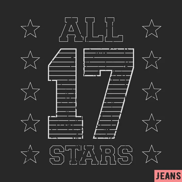 17 all star vintage stamp — Stock Vector