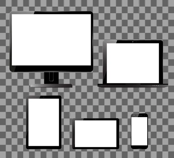 监测的智能手机笔记本电脑平板电脑集 — 图库矢量图片
