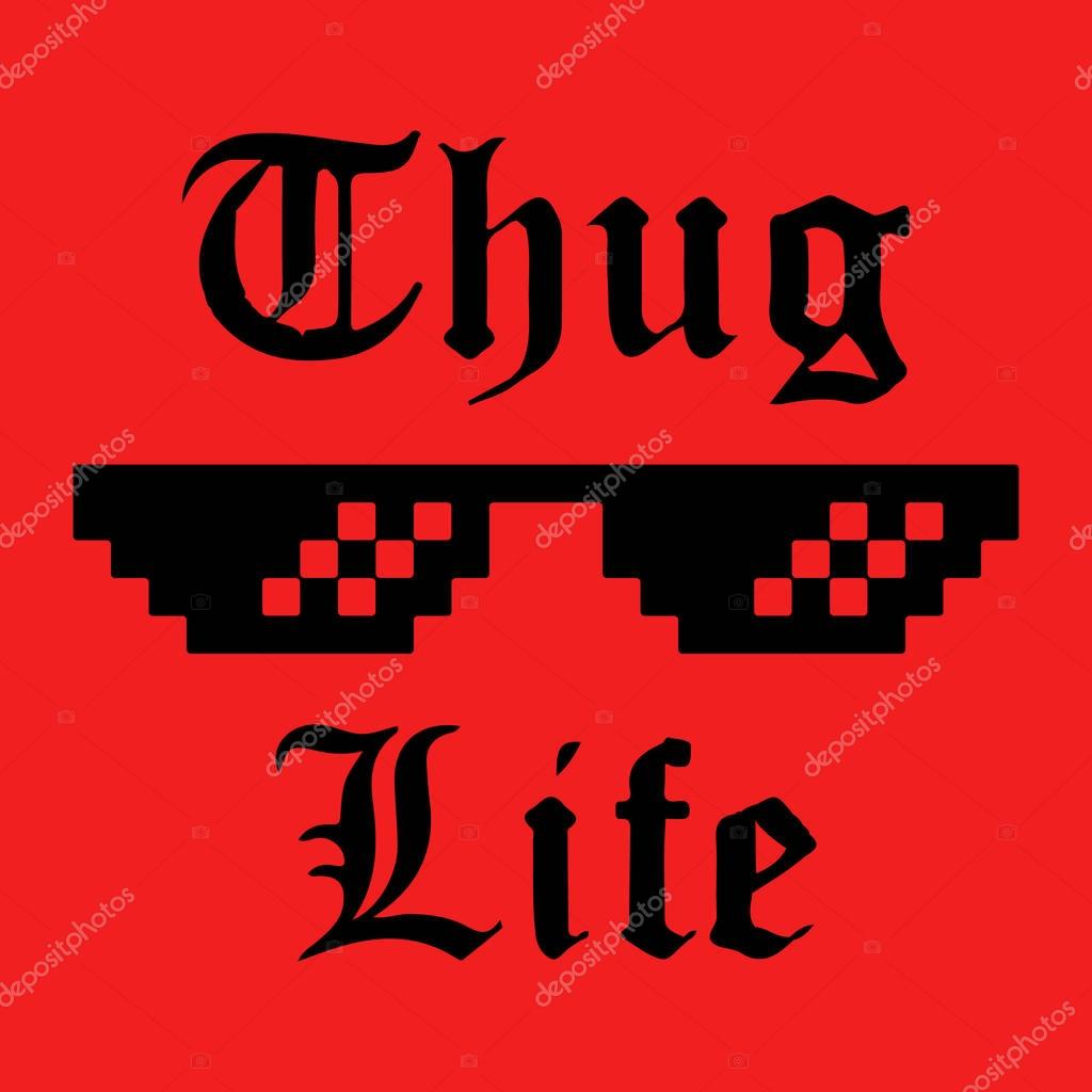 Thug Life glasses sticker. Applique, apparel, label for t-shirts, jeans, casual wear. Vector illustration