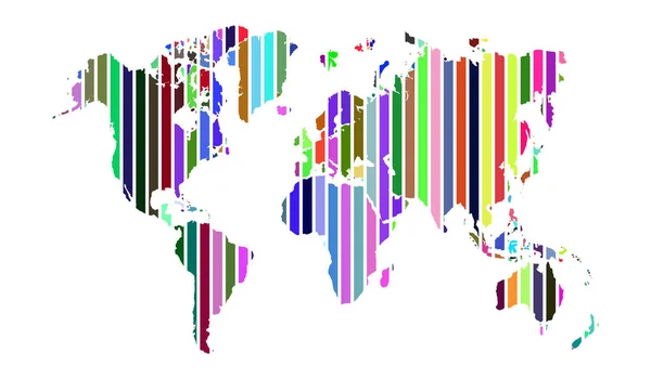 Mappa del mondo a strisce multicolore — Vettoriale Stock