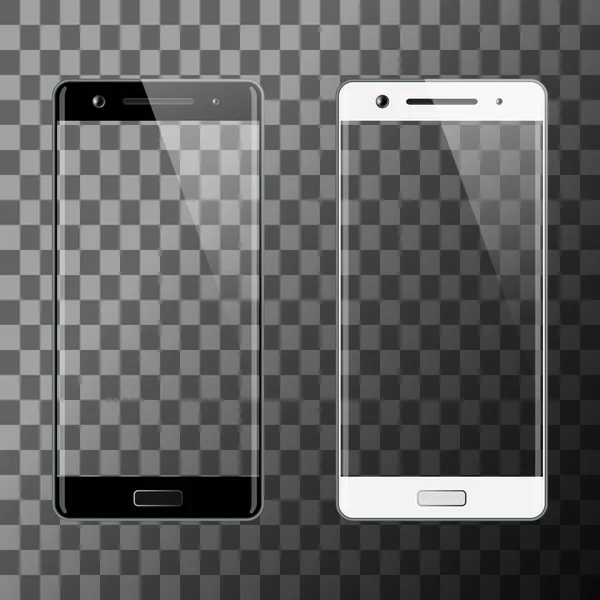 Smartphones noirs et blancs isolés — Image vectorielle