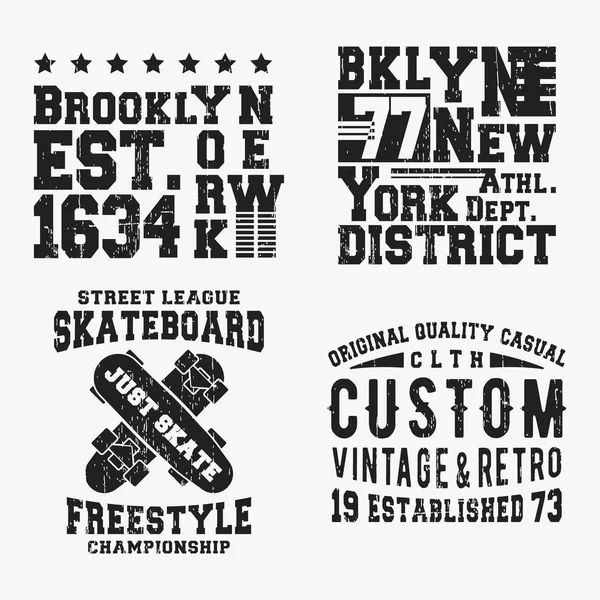 Ensemble de différents timbres de t-shirt vintage — Image vectorielle