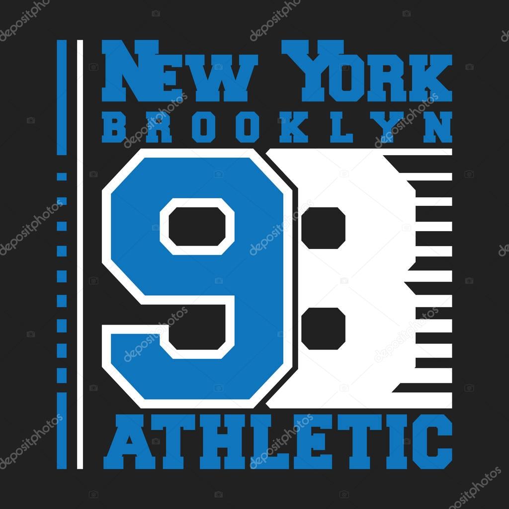 T-shirt print design. New York 98 vintage stamp for denim, t shirt. Printing and badge, applique, label, t-shirts, jeans, casual and urban wear. Vector illustration.
