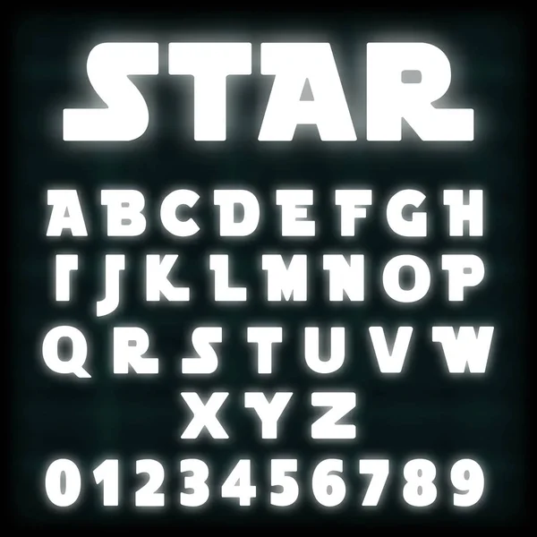 Alphabet font mall vit neon design — Stock vektor