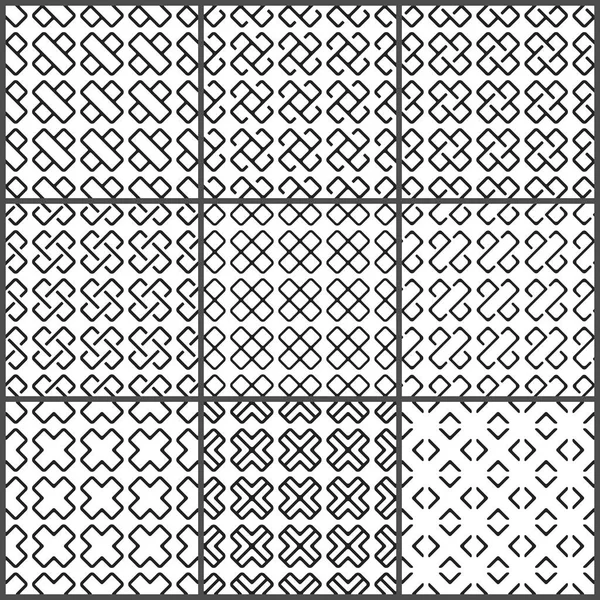 Conjunto de patrones sin costuras de cruces negras — Vector de stock