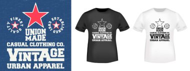 Vintage denim damgası ve mockup t gömlek