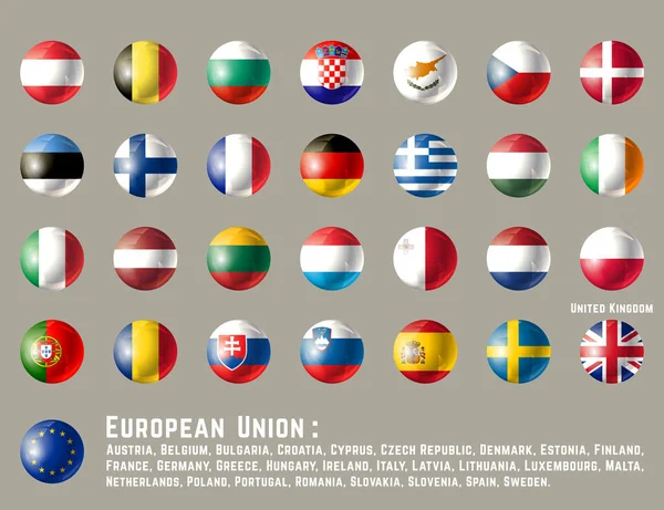 Ευρωπαϊκή Ένωση στρογγυλή σημαίες — Διανυσματικό Αρχείο