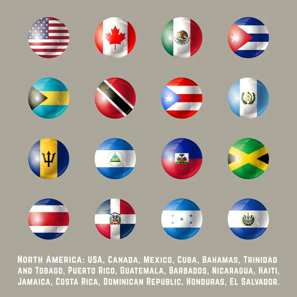 Banderas redondas de América del Norte — Vector de stock