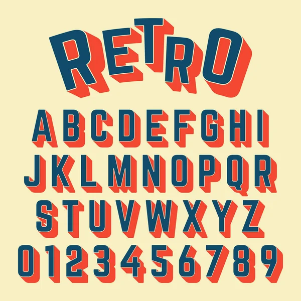Alphabet font retro design — Stock Vector