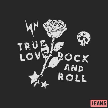 Gerçek Aşk - rock'n roll t-shirt baskı tasarımı