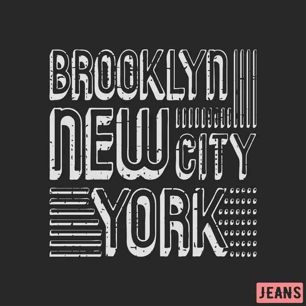 브루클린 뉴욕 시티 t-셔츠 인쇄 디자인 — 스톡 벡터