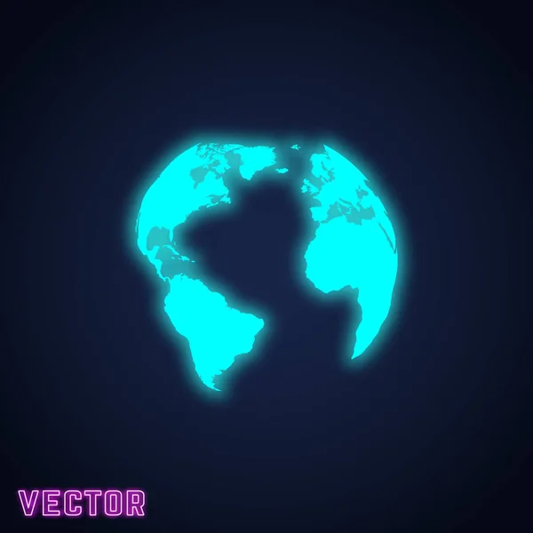 Globe terrestre signe néon conception de lumière — Image vectorielle