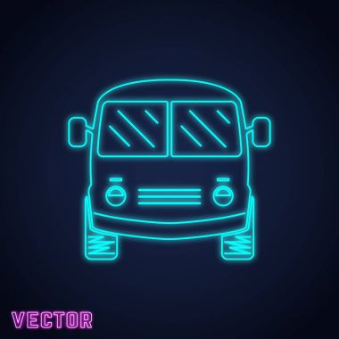 Retro vintage otobüs işareti neon ışık tasarım