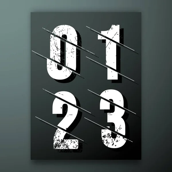 Modèle de police de numéro Glitch — Image vectorielle