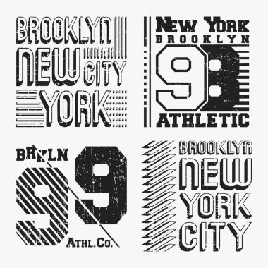 Brooklyn New York vintage t gömlek Pul Seti