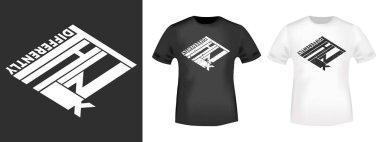 Tee applique, moda sloganı, rozet, etiket kıyafeti, kot pantolon ve günlük giyim için farklı tişört baskısı düşünün. Vektör illüstrasyonu