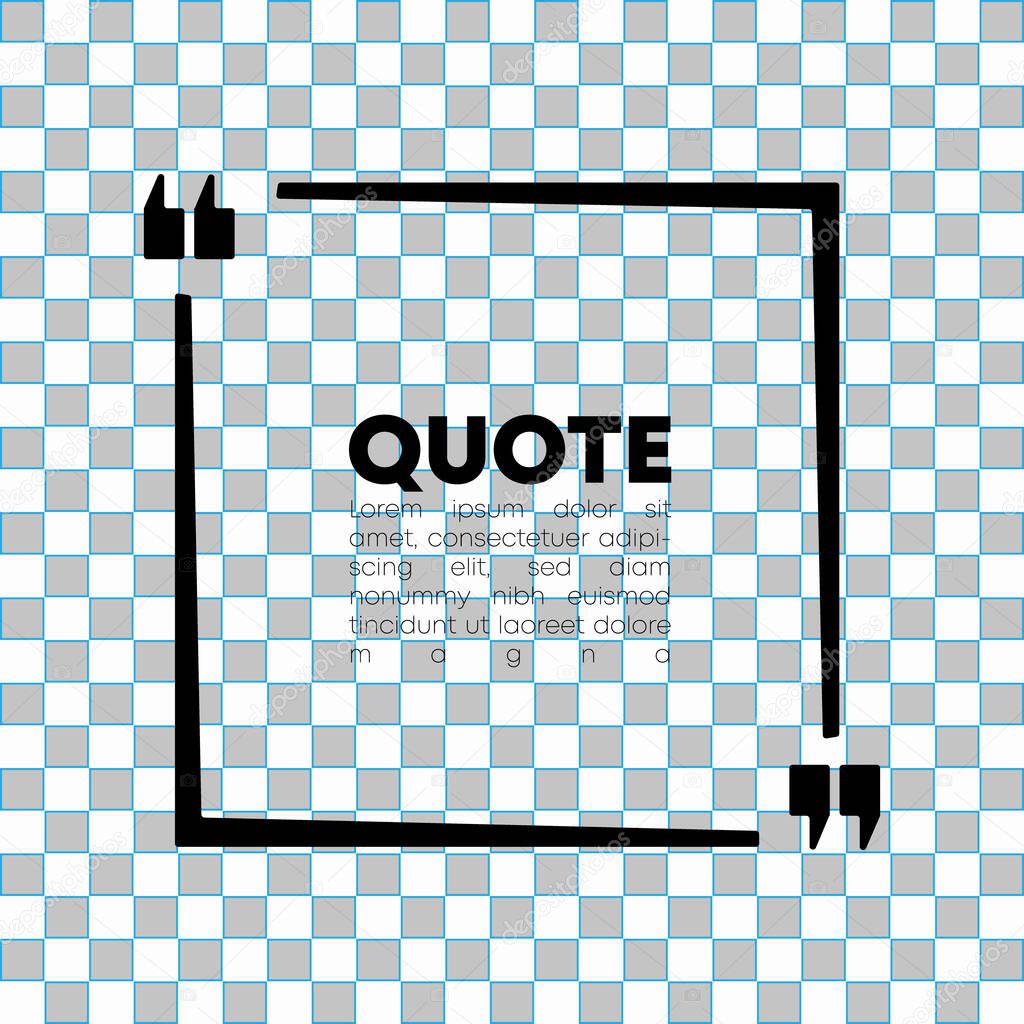 Quote speech bubble template. Quotes form, speech box isolated on transparent background. Vector illustration.