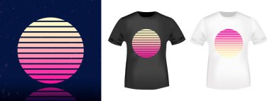 Tişörtler için retrosun tişört damgası, moda, rozet, retro kıyafetler, kot pantolon ve günlük kıyafetler. Vektör illüstrasyonu