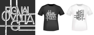 Tişörtler için orijinal klasik marka tasarım pulu, tişörtler, moda sloganı, rozet, etiket kıyafeti, kot pantolon ve günlük giyim. Vektör illüstrasyonu