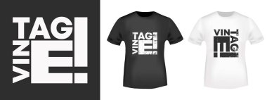 Tişörtler için klasik tişört pulu, moda sloganı, rozet, etiket kıyafeti, kot pantolon ve günlük giyim. Vektör illüstrasyonu