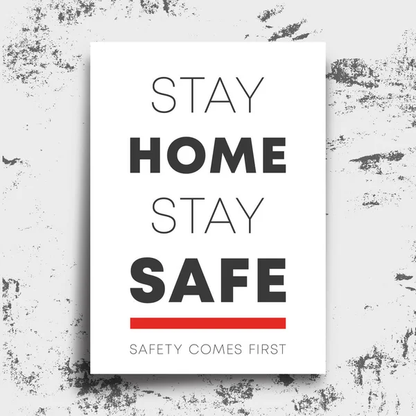 Плакат Stay safe Stay home изолирован на изящном фоне. Векторная иллюстрация — стоковый вектор