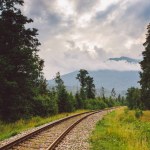 Rails, railroad, mountains, Slovakia,, rails stretching to the horizon
